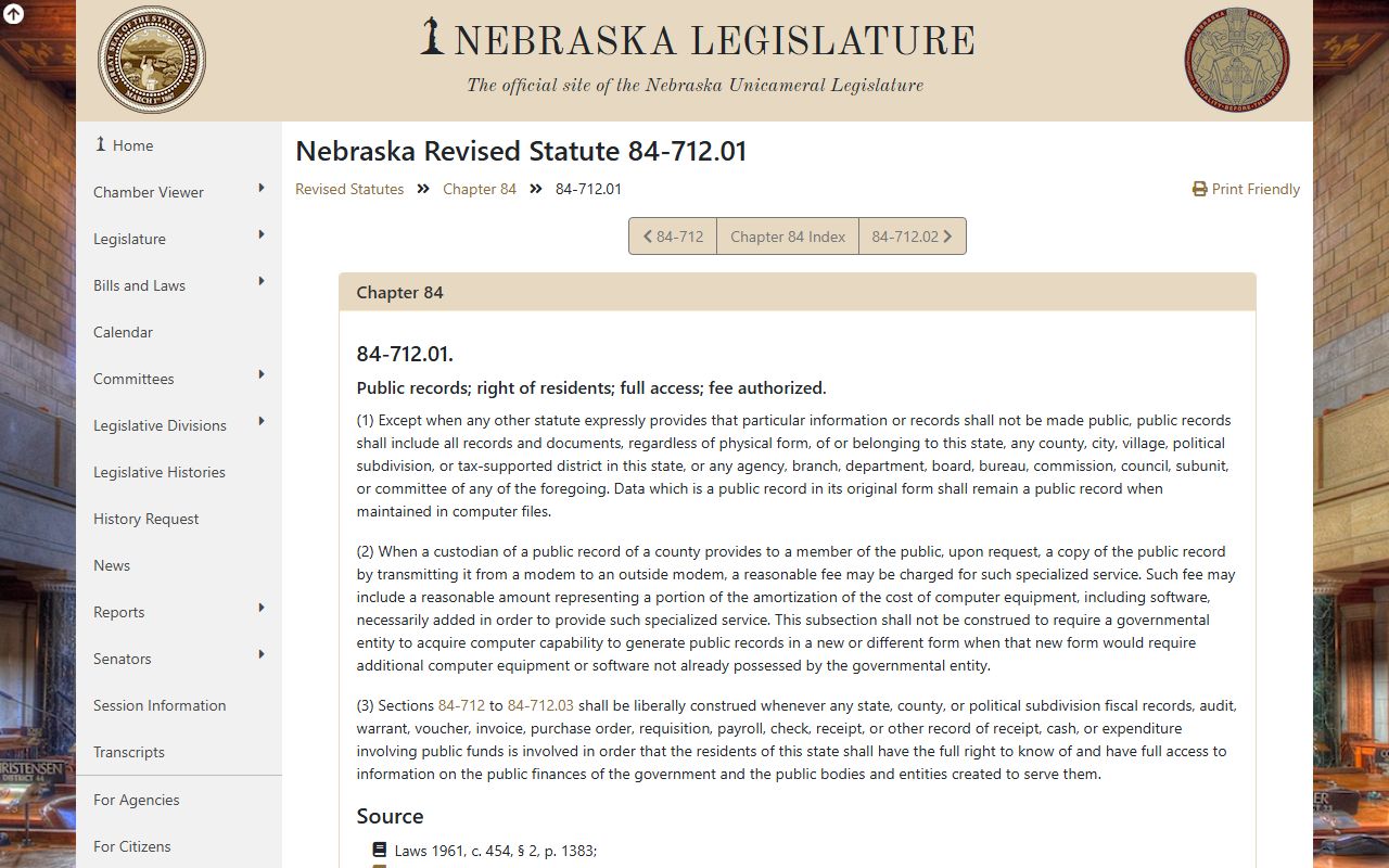 Nebraska Public Records Act access statute for Douglas County records