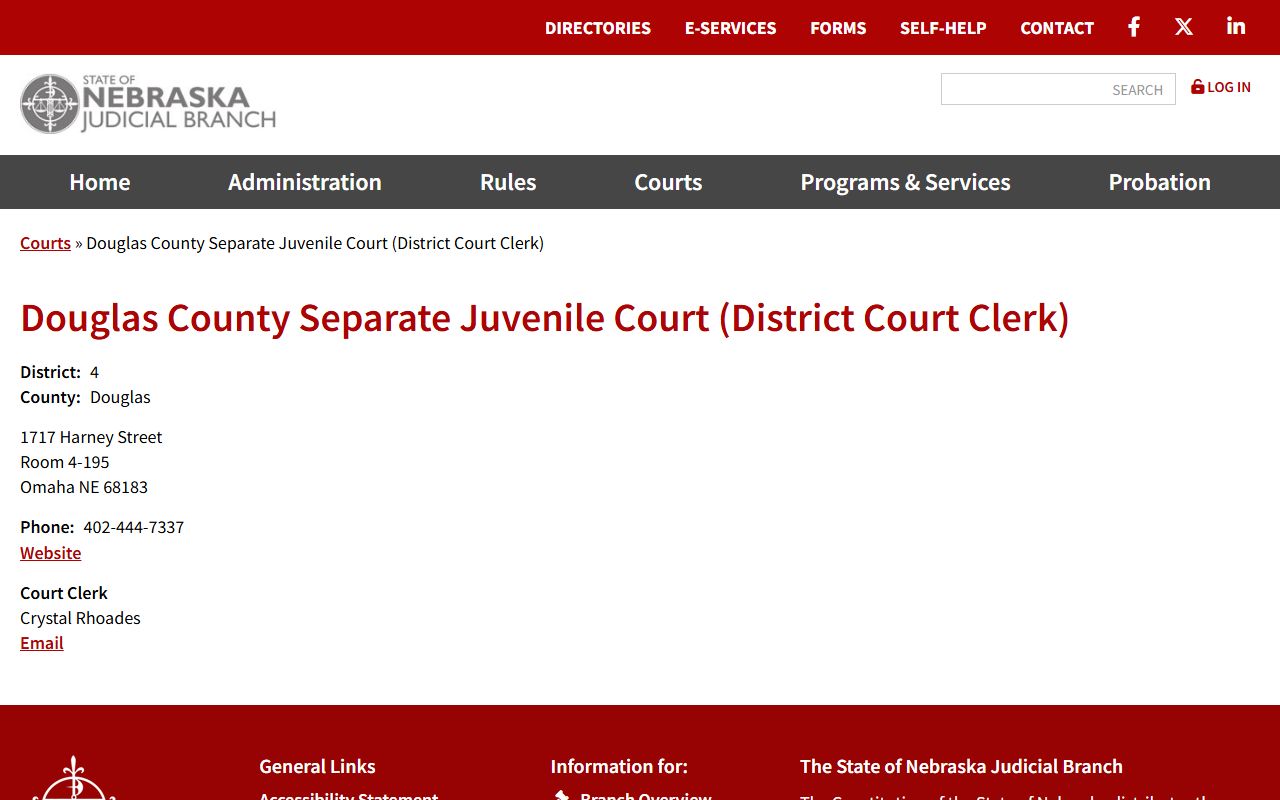 Douglas County Separate Juvenile Court clerk listing