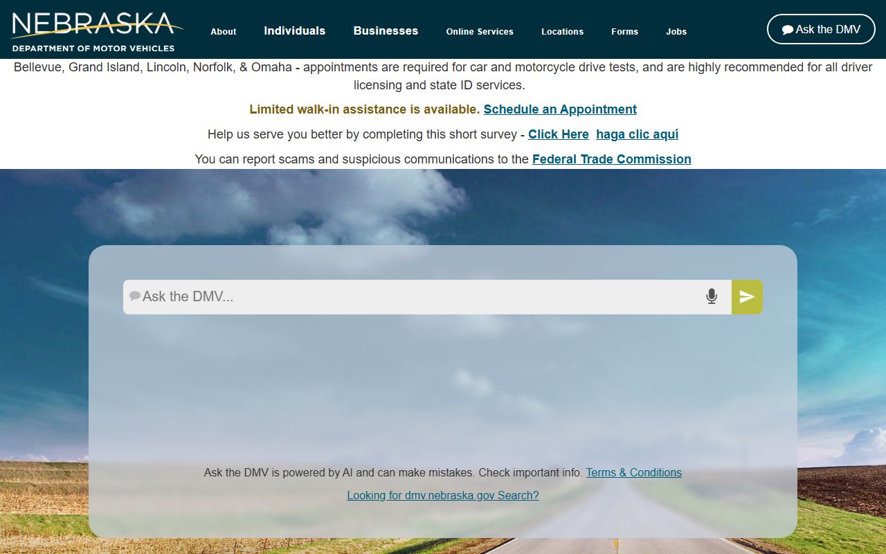 Nebraska DMV driver record portal for Douglas County drivers