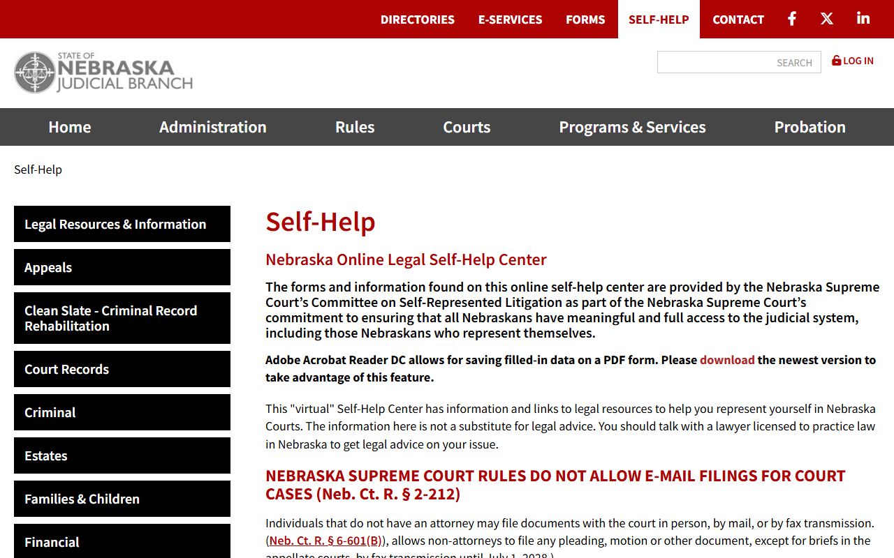 Nebraska Online Legal Self-Help Center used by Douglas County residents