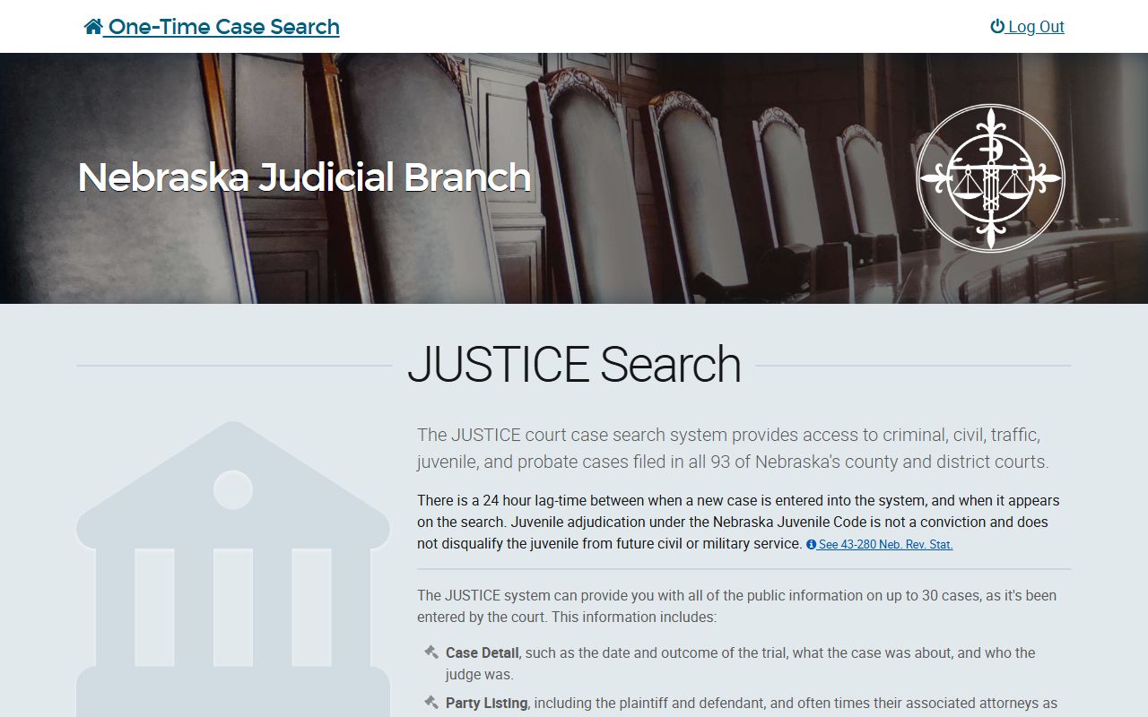 Nebraska JUSTICE one-time Douglas County court case search